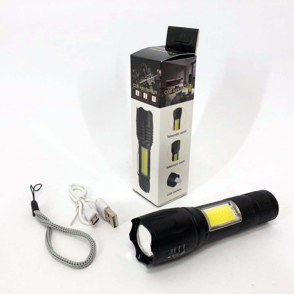 Ліхтарик акумуляторний ручний Bailong BL-29 діод T6 + COB зарядка від USB, ліхтарик led, водонепроникний - Зображення 2