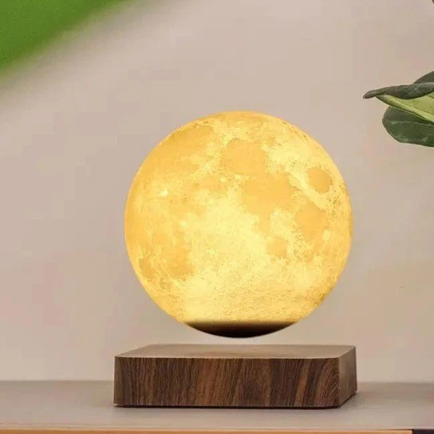 Настільний 3D магнітний нічник Місяць 14см на дерев'яній магнітній підставці 360 Magnetic Moon Light - Зображення 4