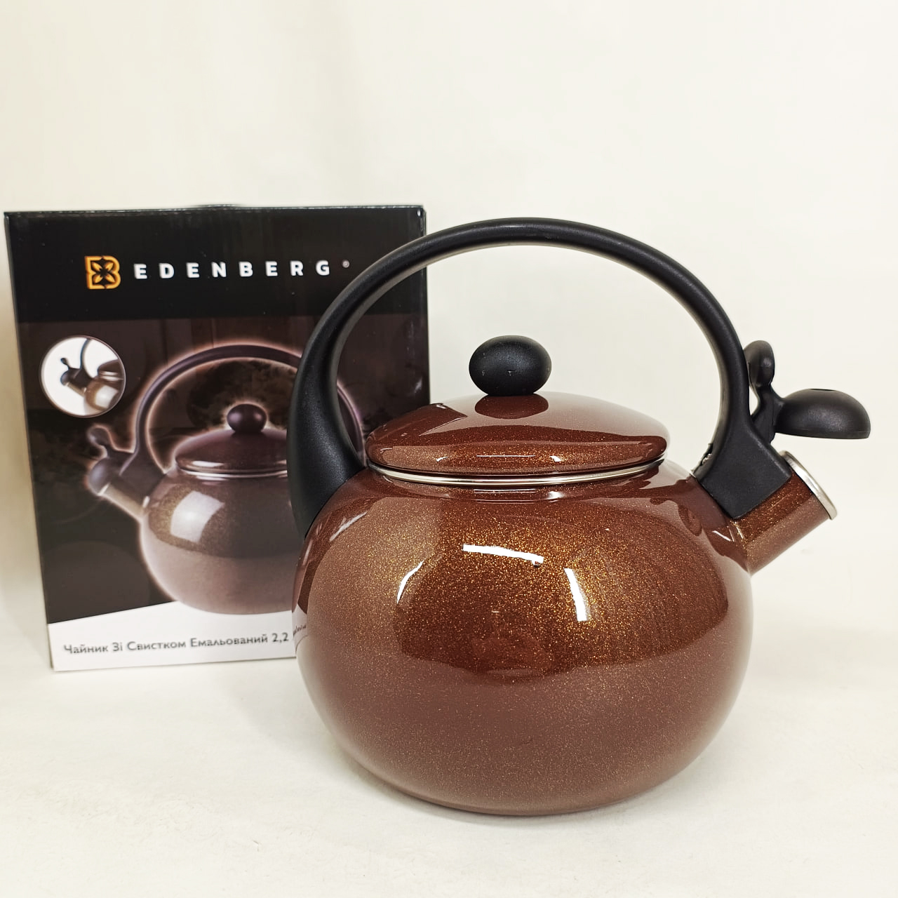 Емальований чайник Edenberg EB-12609 2.2л зі свистком Brown - Зображення 3