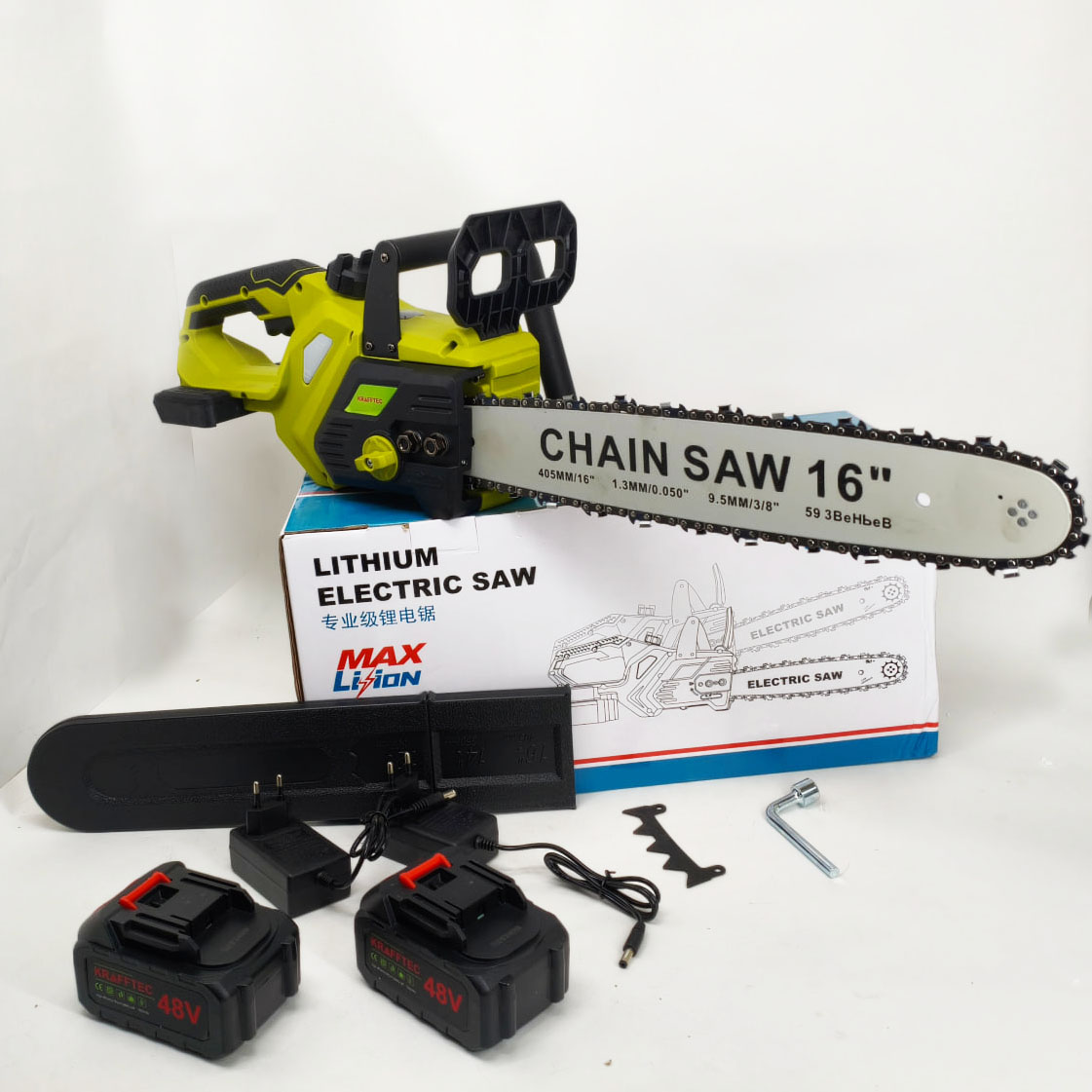 Акумуляторна ланцюгова пилка Chain Saw 16″, 36V, зарядне+ 2 акумулятори, Потужна садова пилка - Зображення 3