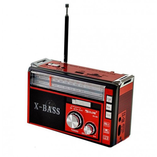 Радіоприймач портативне радіо Golon RX-381 акумуляторний ретро стовпчик usb sd mp3 fm Red - Зображення 4