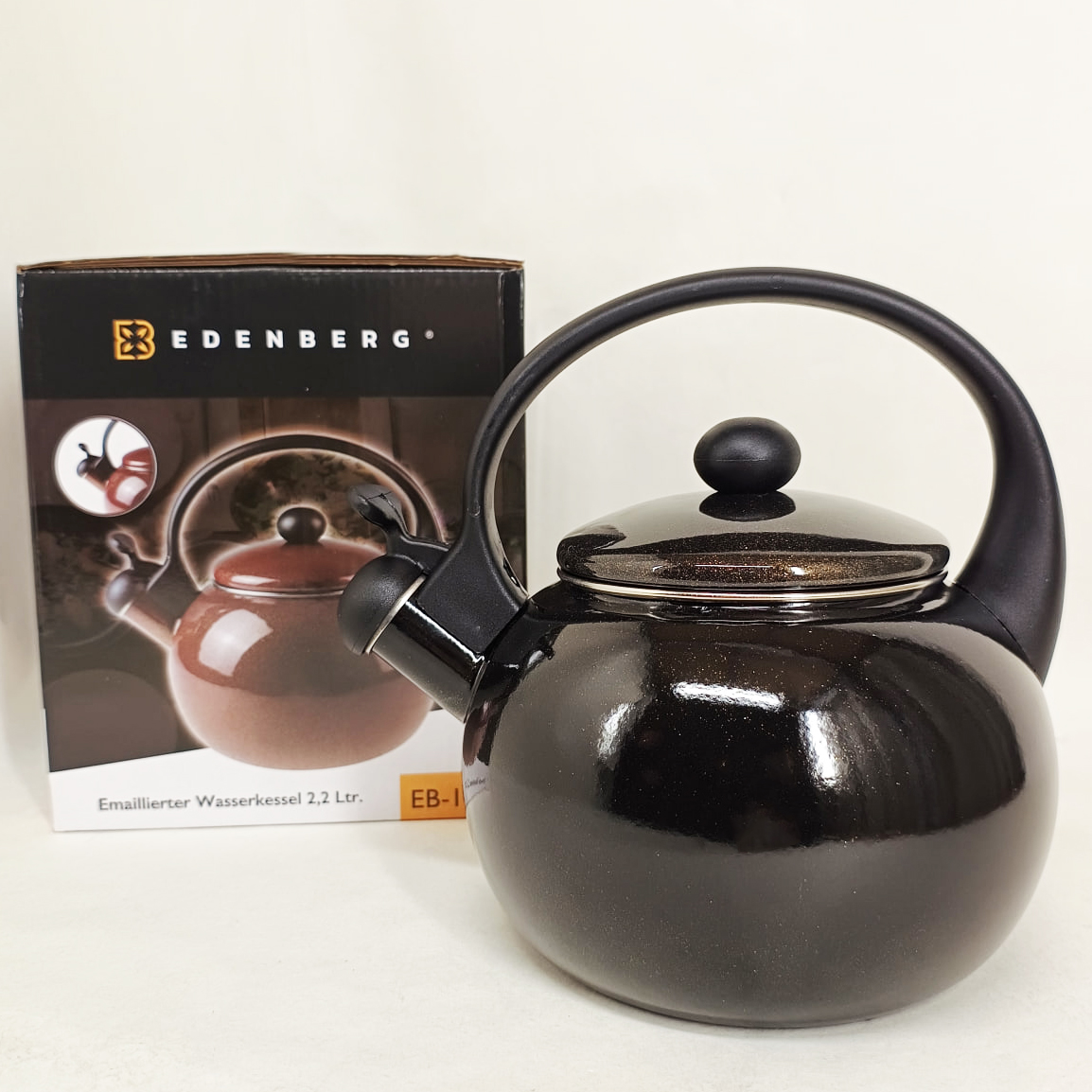 Емальований чайник Edenberg EB-12609 2.2л зі свистком Black - Зображення 6