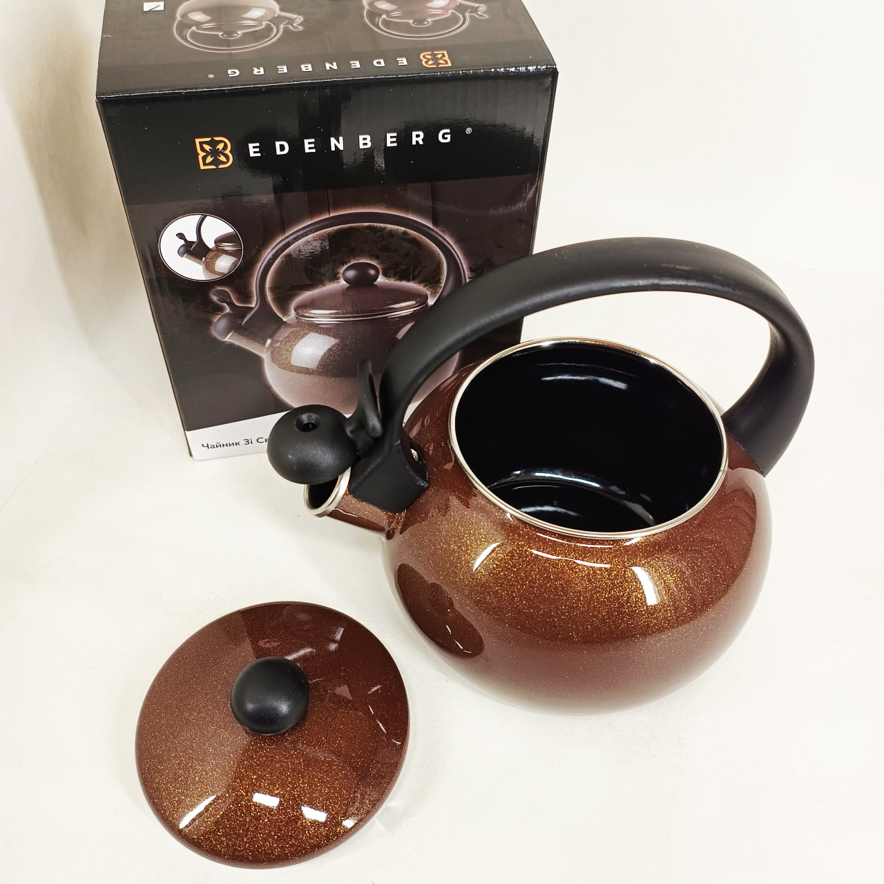Емальований чайник Edenberg EB-12609 2.2л зі свистком Brown - Зображення 2