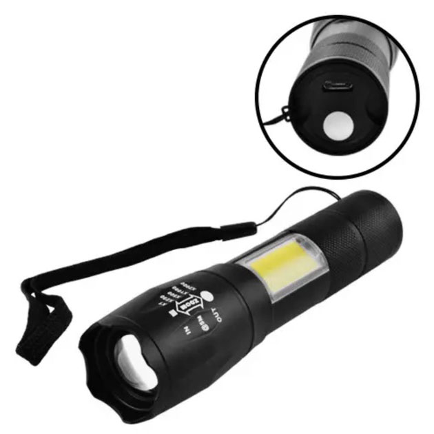 Ліхтарик акумуляторний ручний Bailong BL-29 діод T6 + COB зарядка від USB, ліхтарик led, водонепроникний - Зображення 3