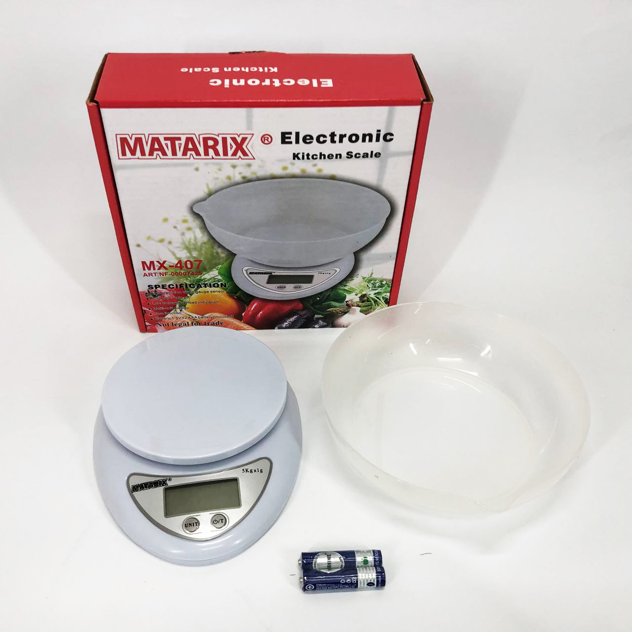 Кухонні електронні ваги з чашею до 5 кг Matarix MX-407, Компактні електронні кухонні ваги - Зображення 2