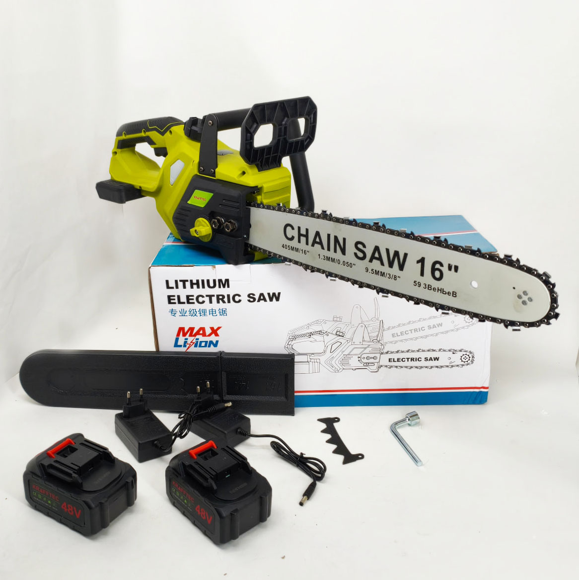 Акумуляторна ланцюгова пилка Chain Saw 16″, 36V, зарядне+ 2 акумулятори, Потужна садова пилка