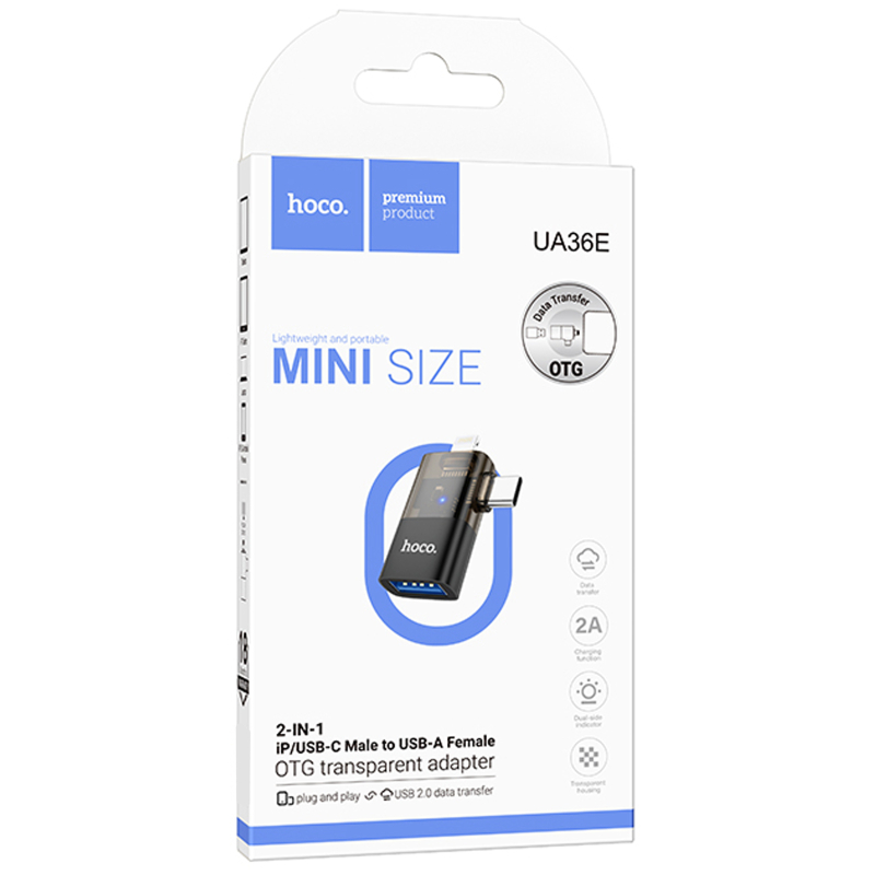 Перехідник Hoco UA36E Combo 2-in-1 (Type-C/Lightning to USB2.0) - Зображення 2