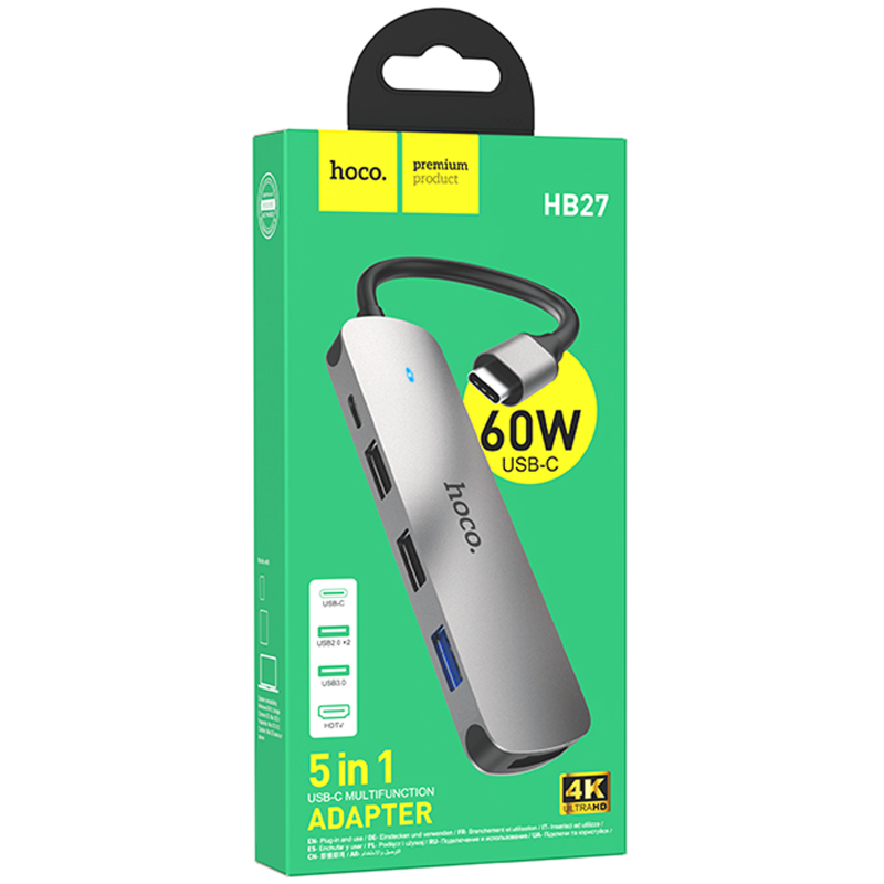 Перехідник HUB Hoco HB27 10-Port (Type-C to HDTV+USB3.0+PD+2xUSB2.0) - Зображення 2