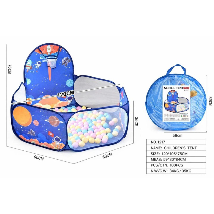 Манеж дитячий ігровий з баскетбольним кільцем 120х75см Blue - Зображення 3