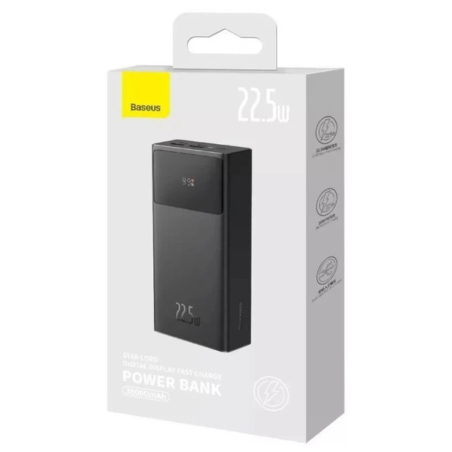 Повербанк 30000mAh 22.5W Baseus Star-Lord Digital Display 2xUSB/Type-C/microUSB швидка зарядка - Зображення 3