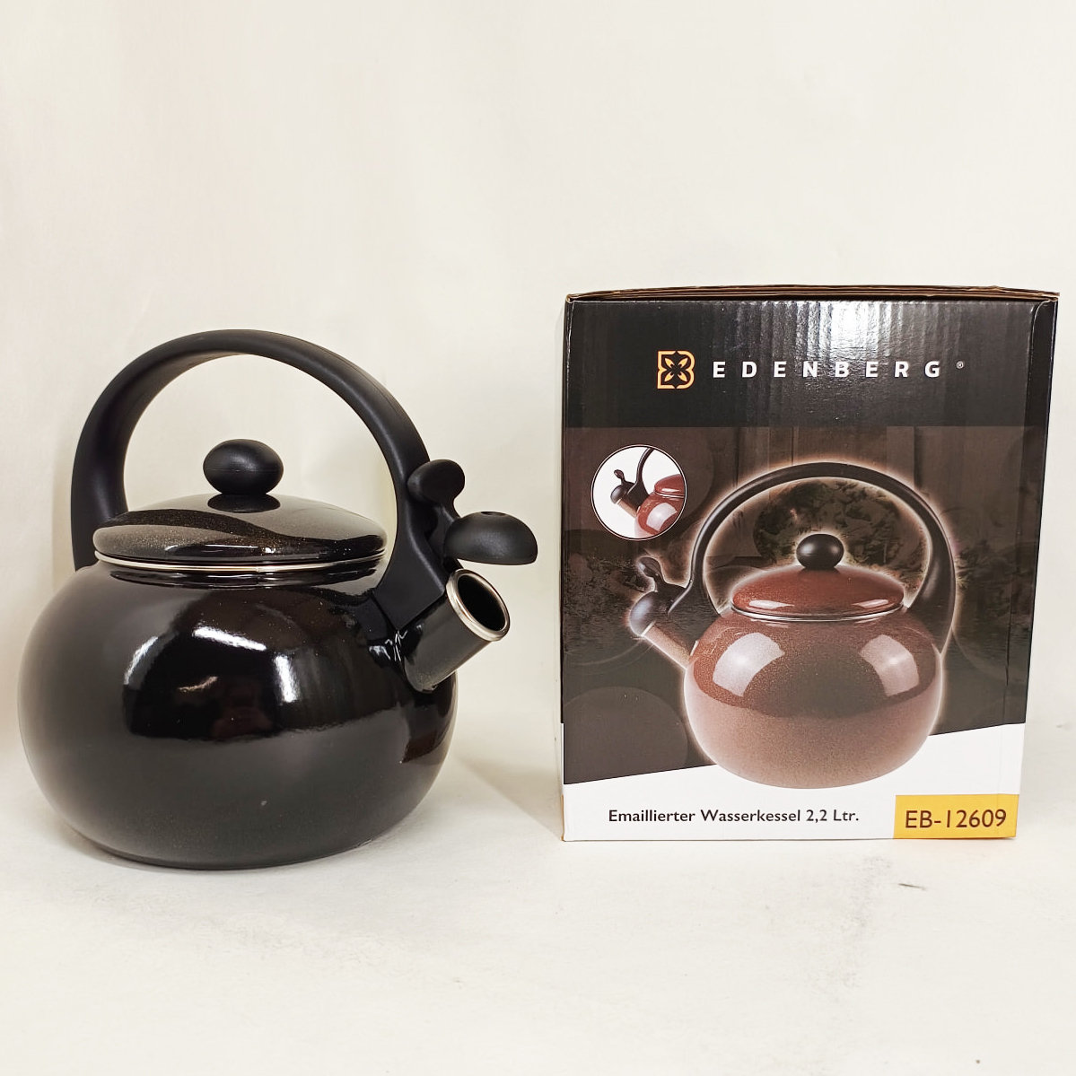 Емальований чайник Edenberg EB-12609 2.2л зі свистком Black - Зображення 4