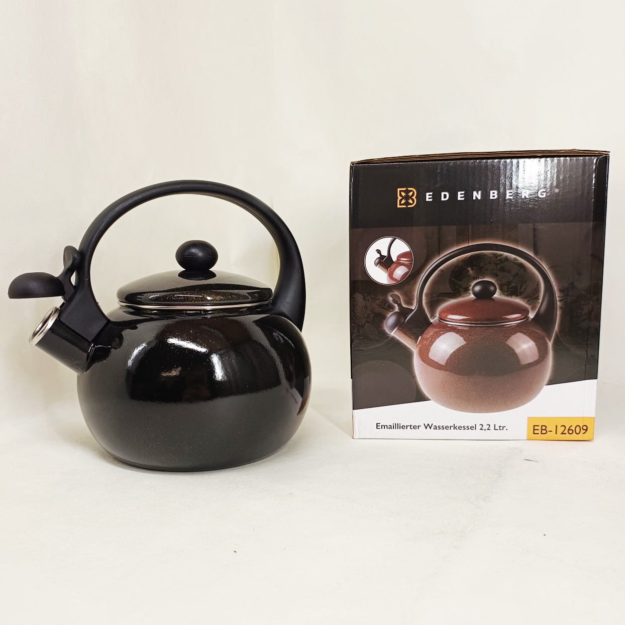 Емальований чайник Edenberg EB-12609 2.2л зі свистком Black - Зображення 5