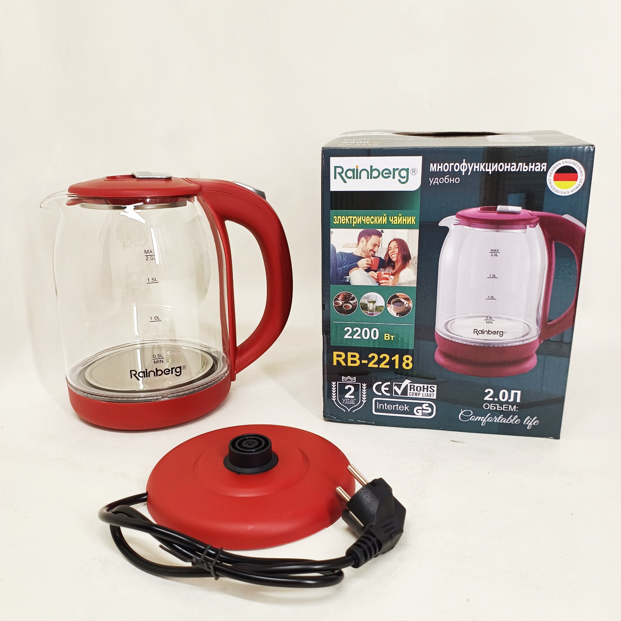 Електрочайник Rainberg RB-2218 3200 Вт 2л Red - Зображення 6