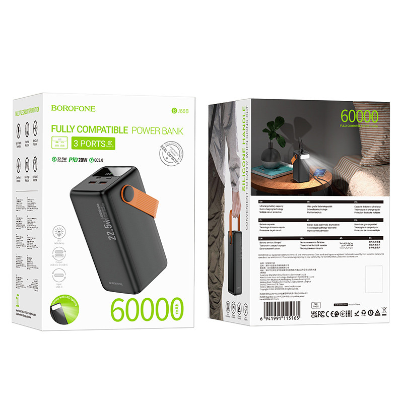 Повербанк Power Bank Borofone BJ66B Magnifico 22.5W+PD20W 60000 mAh - Зображення 6