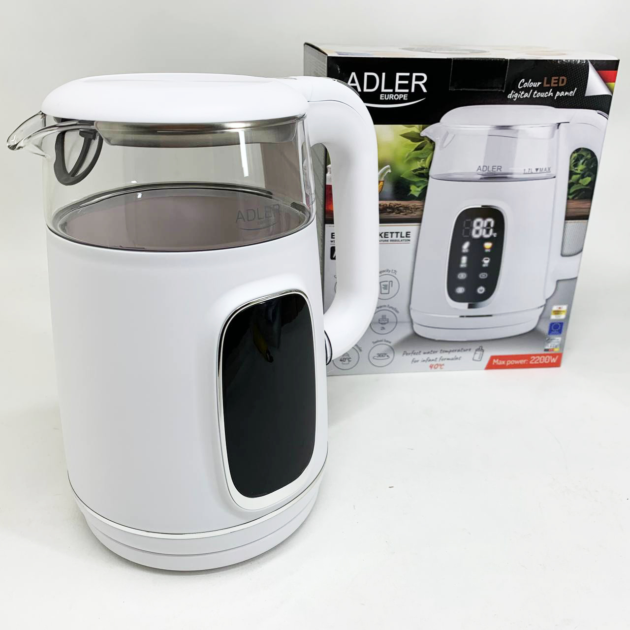 Чайник електричний Adler AD 1305 1.7Л 2200Вт White Silver - Зображення 4