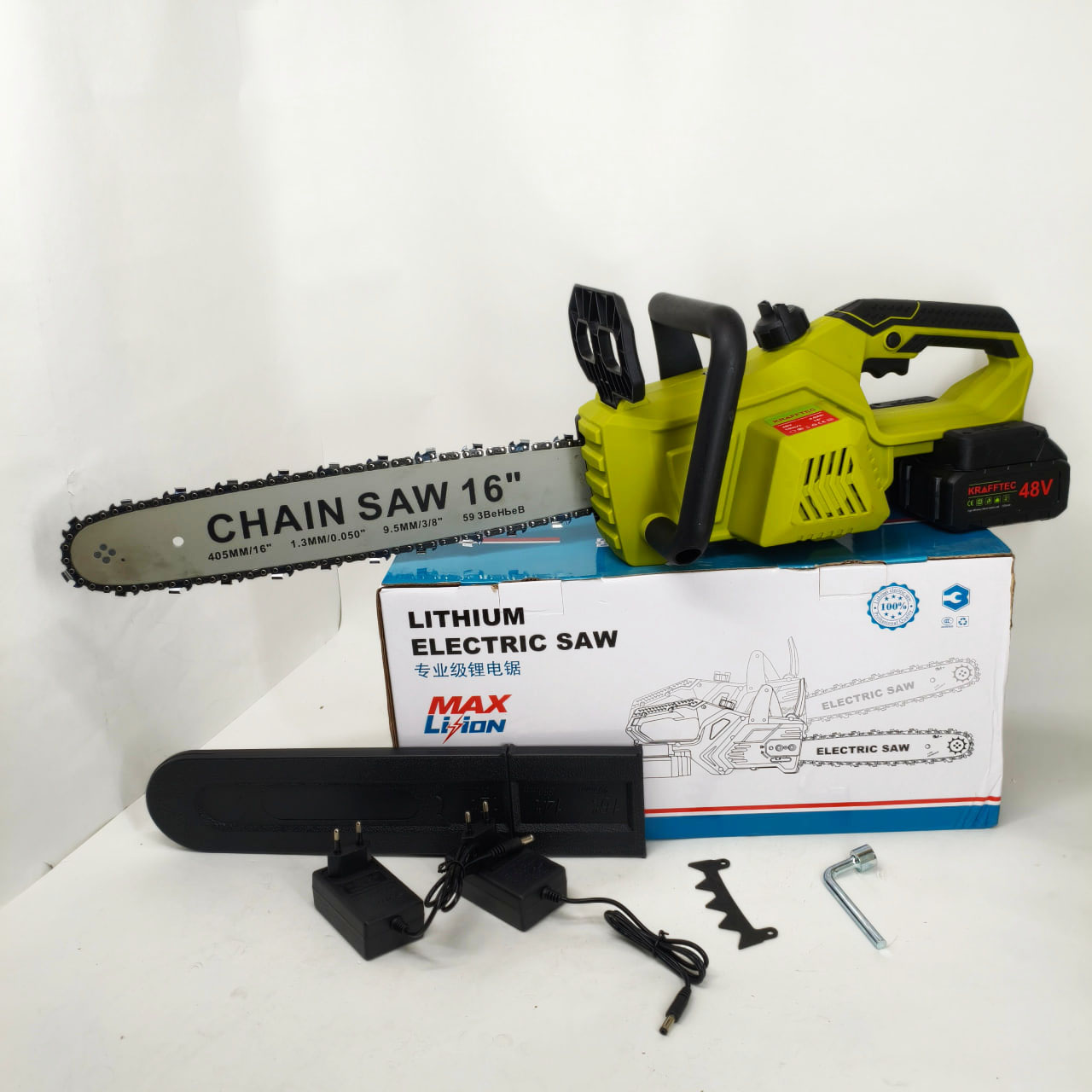 Акумуляторна ланцюгова пилка Chain Saw 16″, 36V, зарядне+ 2 акумулятори, Потужна садова пилка - Зображення 4