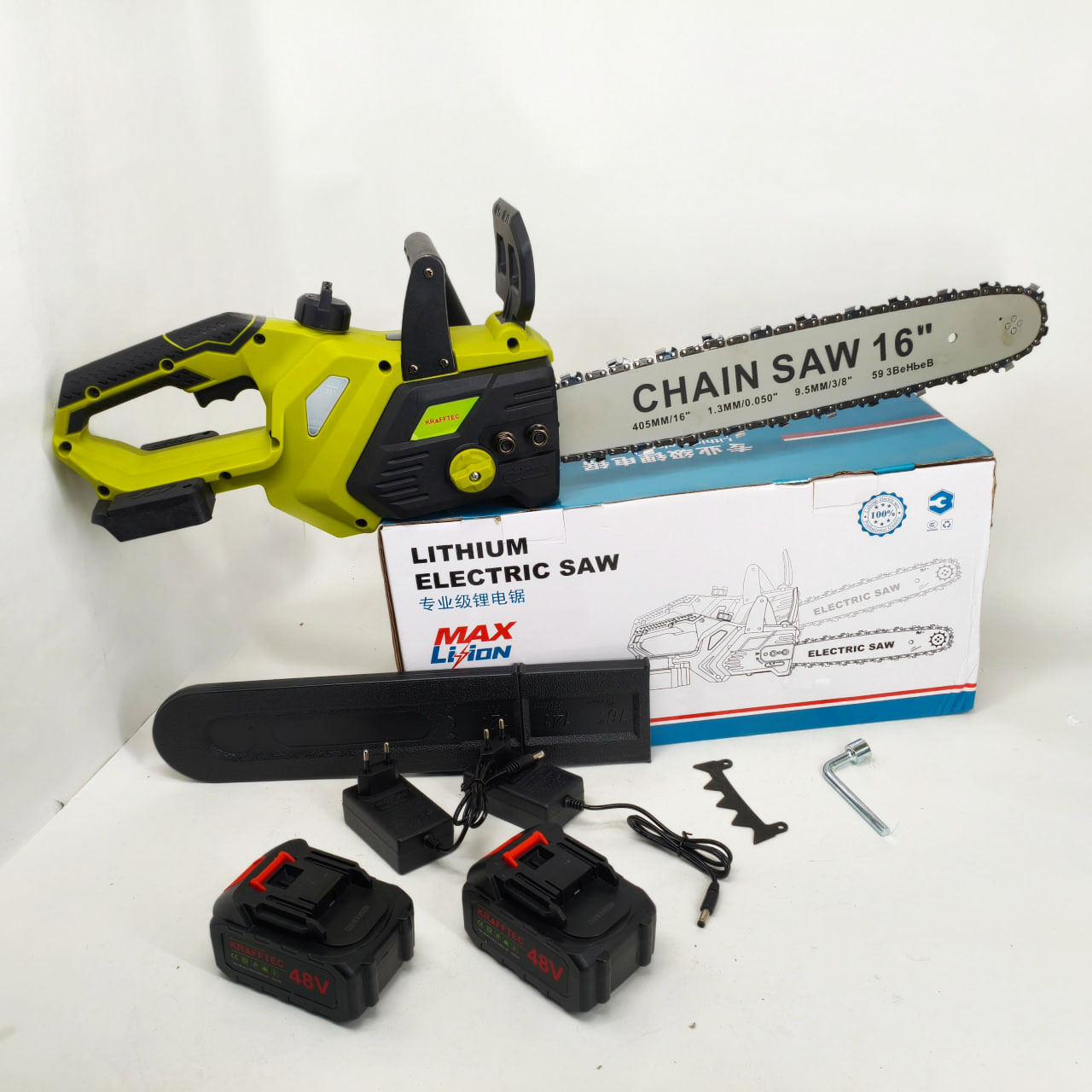Акумуляторна ланцюгова пилка Chain Saw 16″, 36V, зарядне+ 2 акумулятори, Потужна садова пилка - Зображення 6