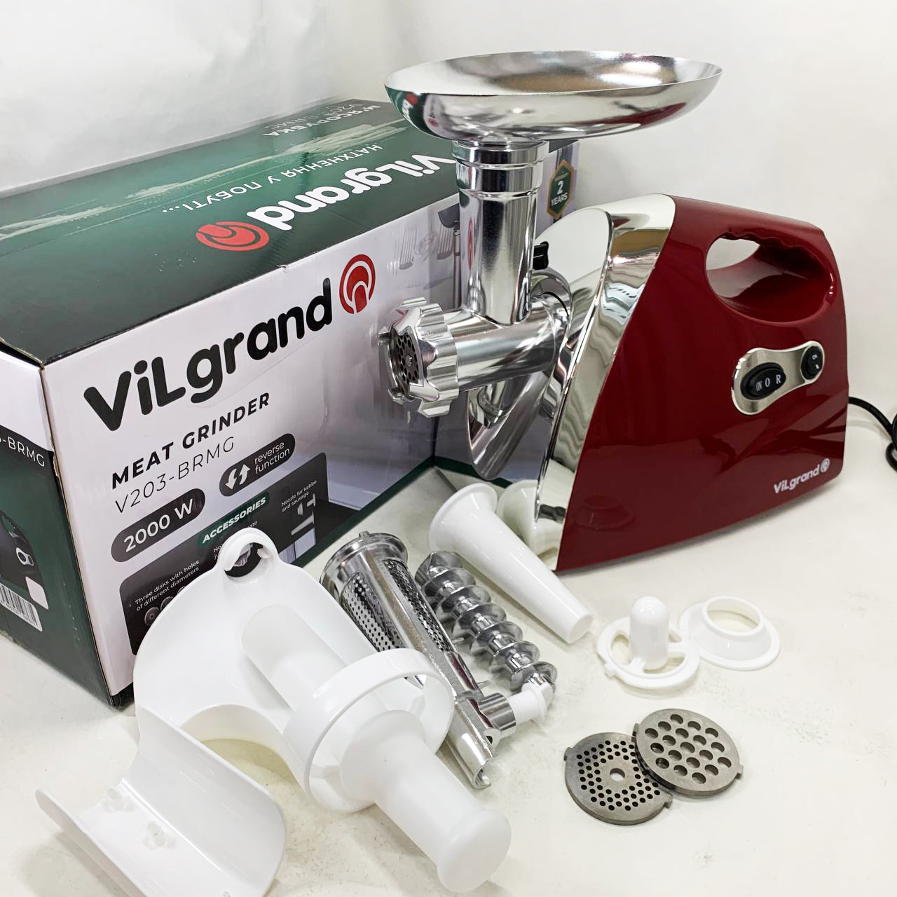 Електром'ясорубка ViLgrand V203-BRMG 2000Вт Red - Зображення 5