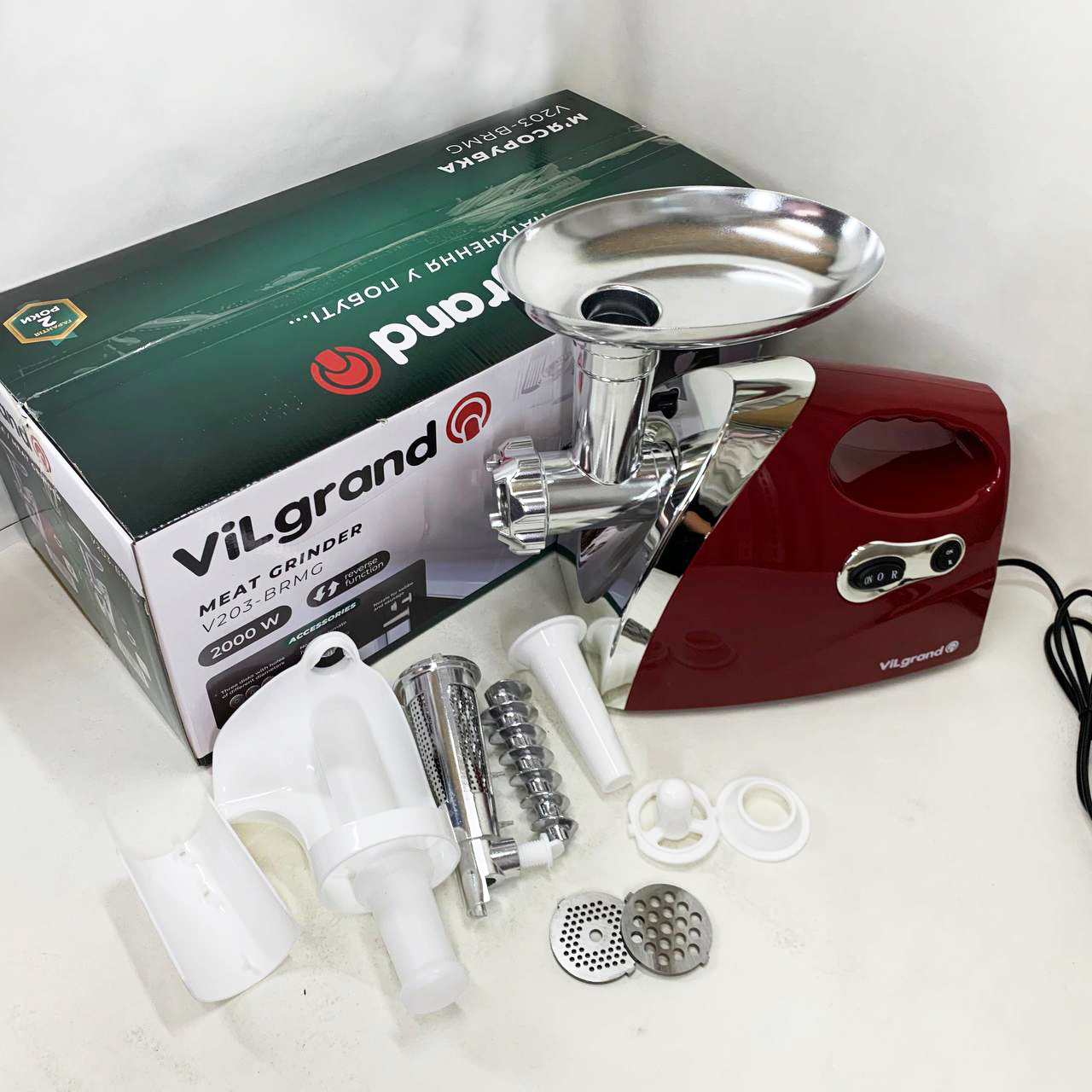 Електром'ясорубка ViLgrand V203-BRMG 2000Вт Red - Зображення 6
