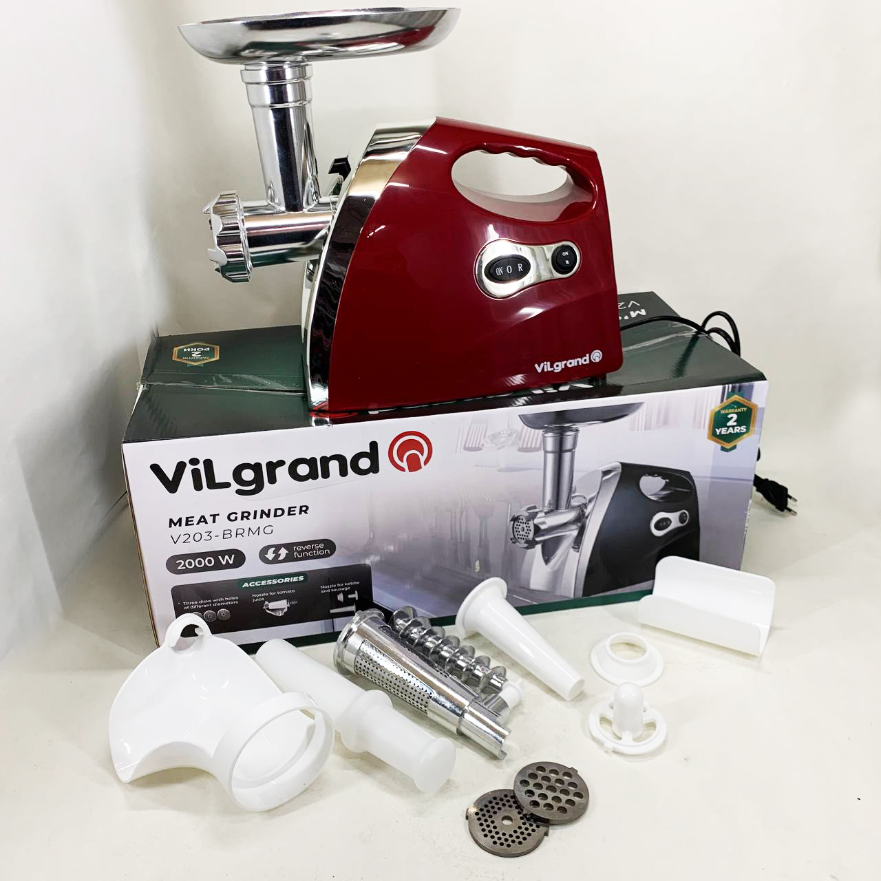 Електром'ясорубка ViLgrand V203-BRMG 2000Вт Red - Зображення 4