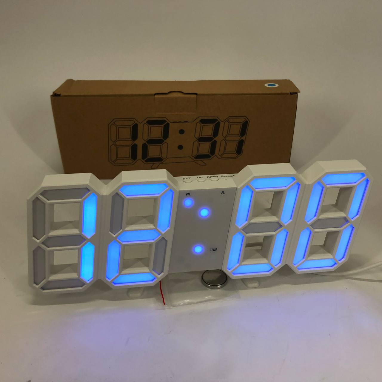 Годинник настільний LY-1089 з білим підсвічуванням LED синій, Годинник настільний професійний електронний - Зображення 6