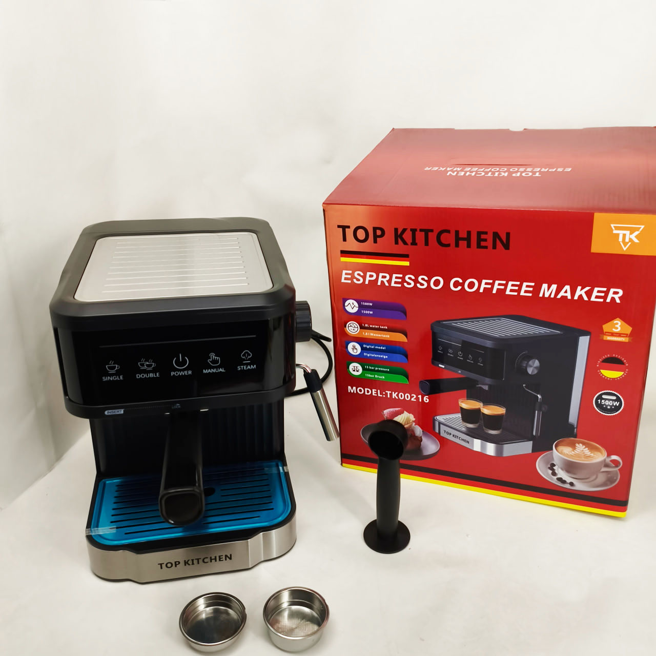 Кавоварка еспресо Top Kitchen TK00216 1500Вт 15 бар 1.8л з капучинатором, підігрівом чашок - Зображення 5