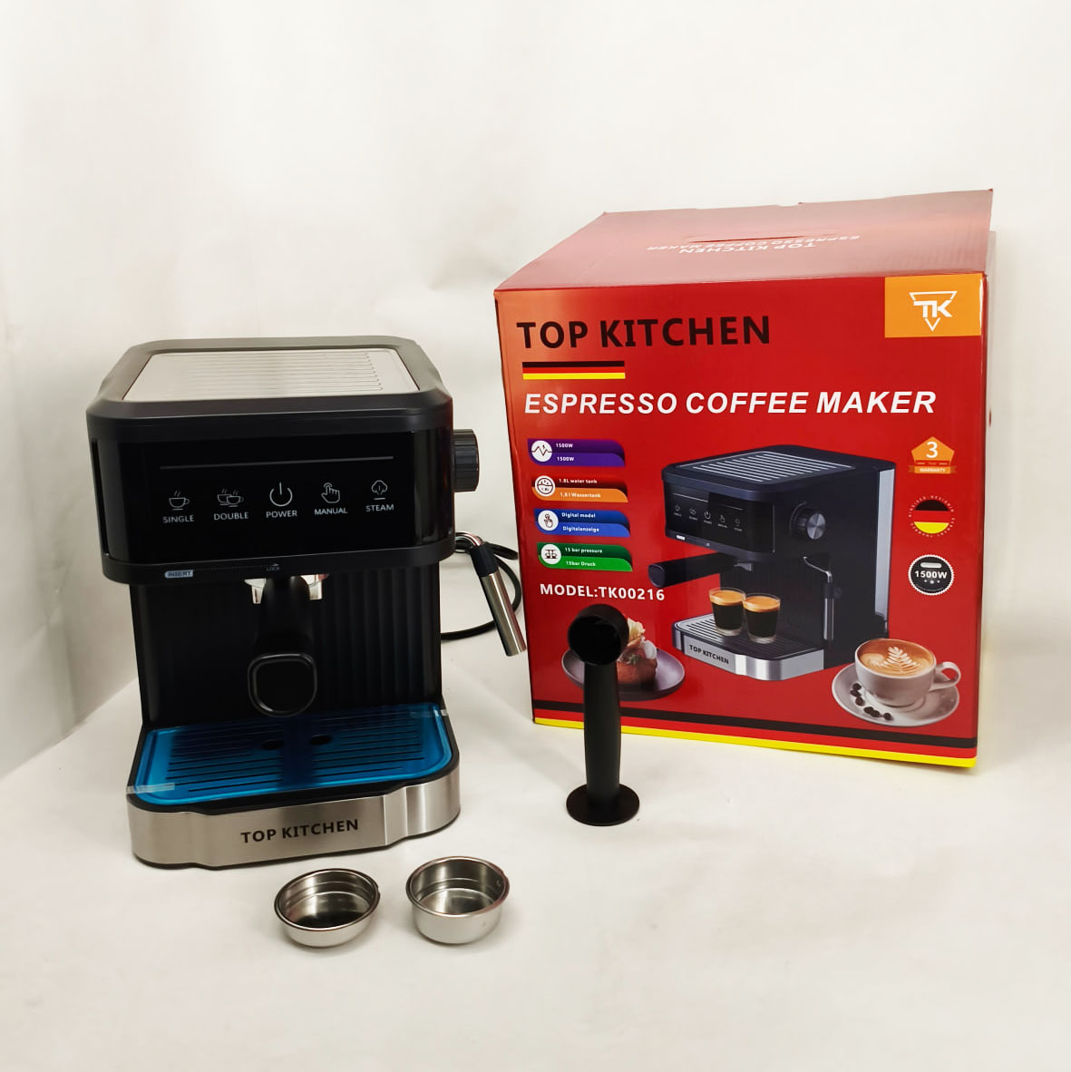 Кавоварка еспресо Top Kitchen TK00216 1500Вт 15 бар 1.8л з капучинатором, підігрівом чашок - Зображення 6