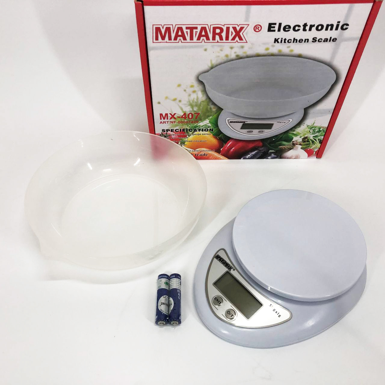 Кухонні електронні ваги з чашею до 5 кг Matarix MX-407, Компактні електронні кухонні ваги - Зображення 6