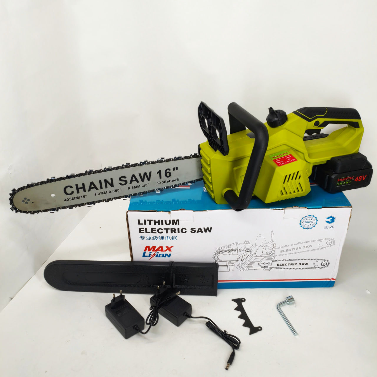 Акумуляторна ланцюгова пилка Chain Saw 16″, 36V, зарядне+ 2 акумулятори, Потужна садова пилка - Зображення 2