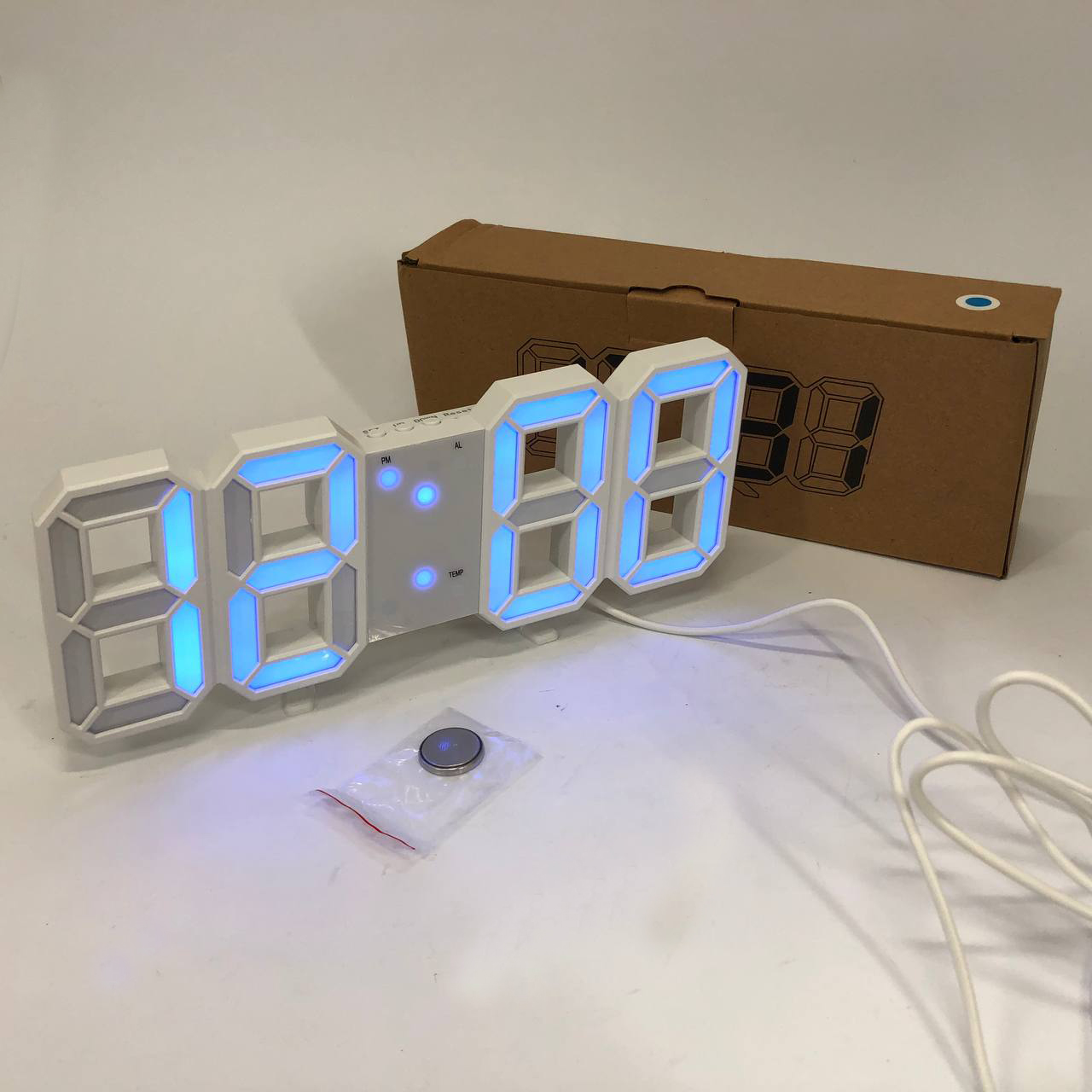 Годинник настільний LY-1089 з білим підсвічуванням LED синій, Годинник настільний професійний електронний - Зображення 4