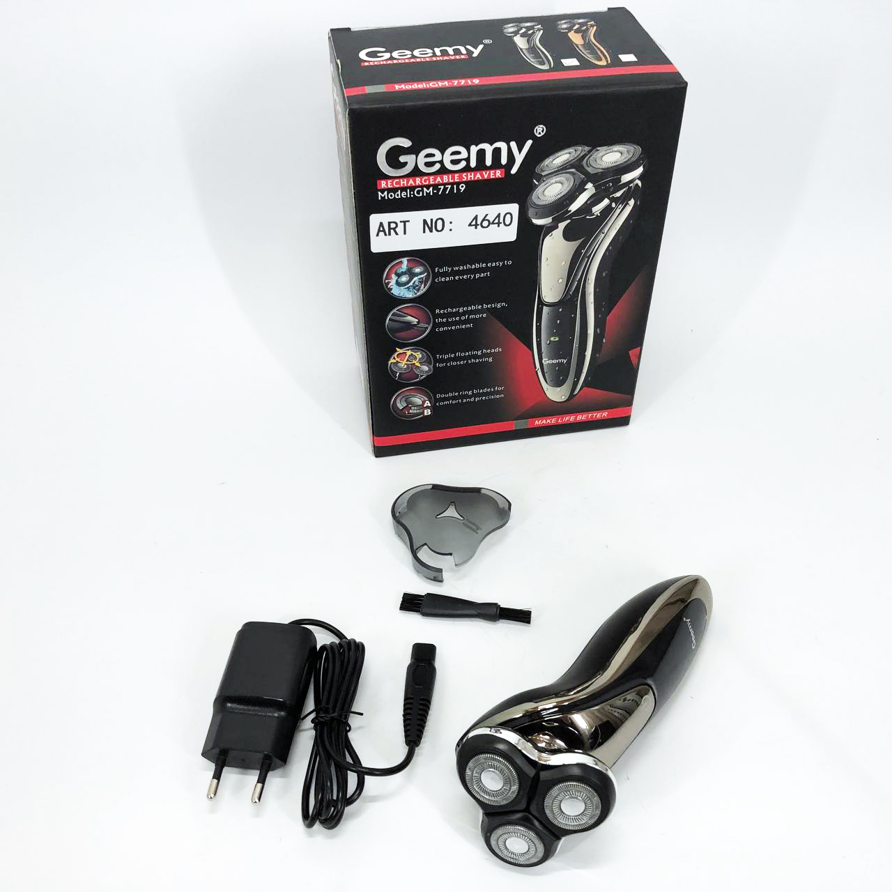 Електробритва Gemei GM-7719 Акумуляторна Електрична Бритва, Машинка для гоління триммер - Зображення 3