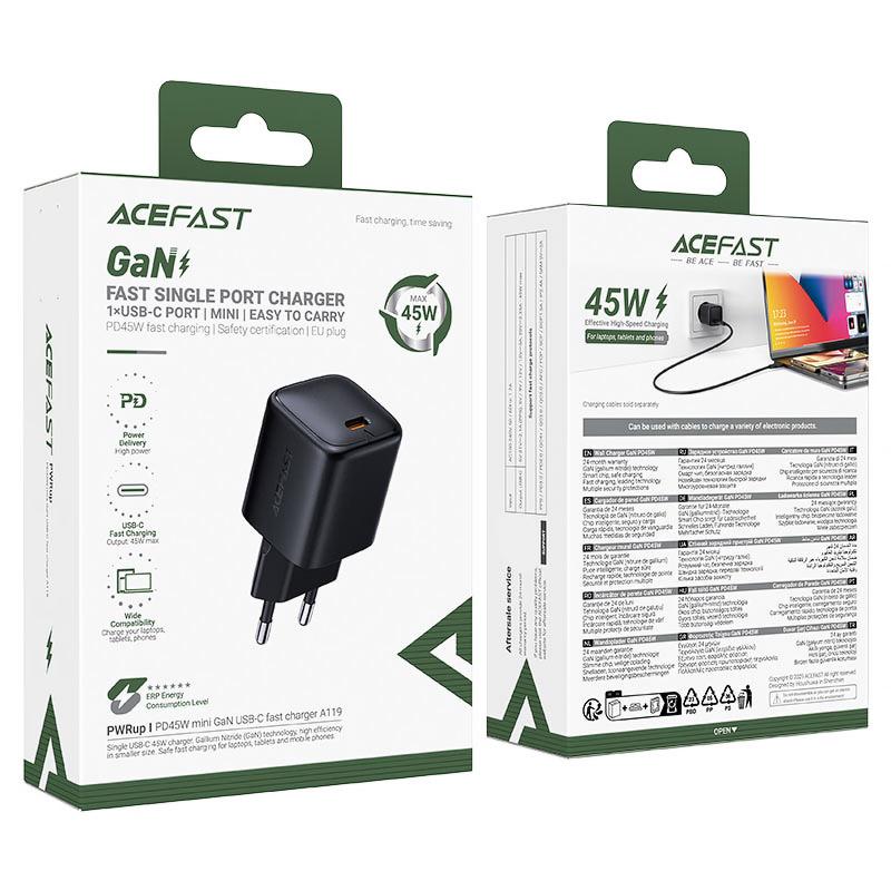 Мережевий зарядний пристрій Acefast A119 PD45W GaN (1USB-C) - Зображення 5