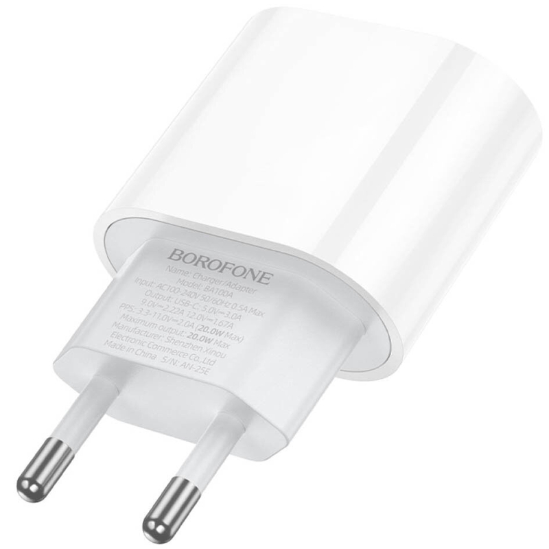 Мережевий зарядний пристрій Borofone BA100A Original PD20W (1USB-C) - Зображення 5