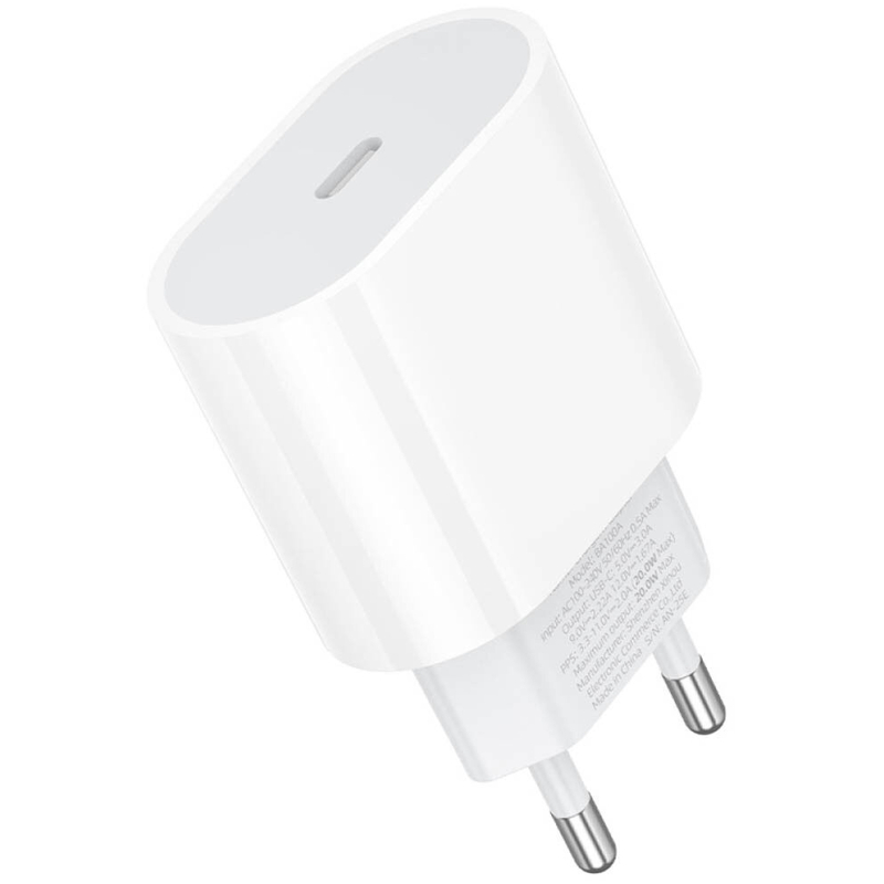 Мережевий зарядний пристрій Borofone BA100A Original PD20W (1USB-C) - Зображення 6