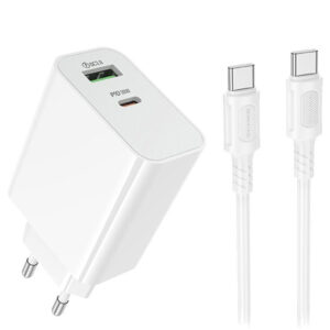 Мережевий зарядний пристрій Borofone BA108A Stellar PD30W+QC3.0 (1USB-A/1C) + кабель Type-C to Type-C
