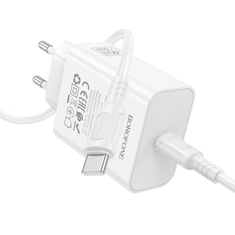 Мережевий зарядний пристрій Borofone BA109A Star PD40W (1USB-C) + кабель Type-C to Type-C - Зображення 4