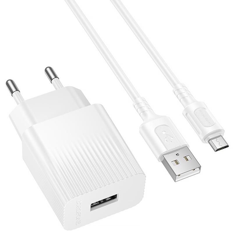 Мережевий зарядний пристрій Borofone BAS71A Source 10.5W (1USB-A) + кабель USB to MicroUSB - Зображення 2