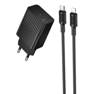 Мережевий зарядний пристрій Borofone BAS73A Source PD20W (1USB-C) + кабель Type-C to Lightning