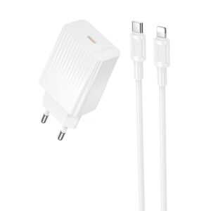 Мережевий зарядний пристрій Borofone BAS73A Source PD20W (1USB-C) + кабель Type-C to Lightning