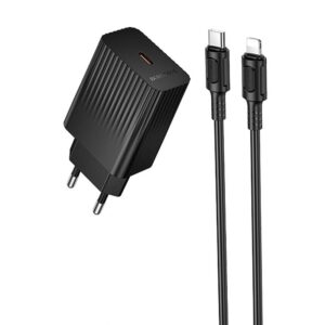 Мережевий зарядний пристрій Borofone BAS75A Source PD30W (1USB-C) + кабель Type-C to Lightning