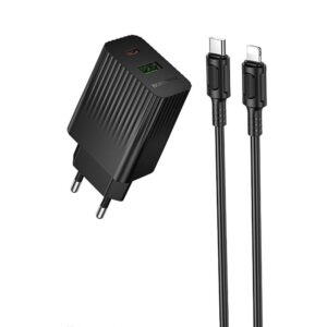 Мережевий зарядний пристрій Borofone BAS76A Source PD30W+QC3.0 (1USB-A/1C) + кабель Type-C to Lightning