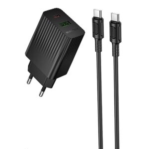 Мережевий зарядний пристрій Borofone BAS76A Source PD30W+QC3.0 (1USB-A/1C) + кабель Type-C to Type-C
