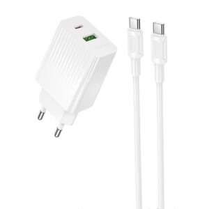 Мережевий зарядний пристрій Borofone BAS76A Source PD30W+QC3.0 (1USB-A/1C) + кабель Type-C to Type-C