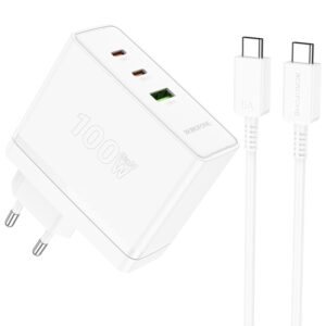 Мережевий зарядний пристрій Borofone BN11 Imperial PD100W+QC3.0 (1USB-A/2C) + кабель Type-C to Type-C