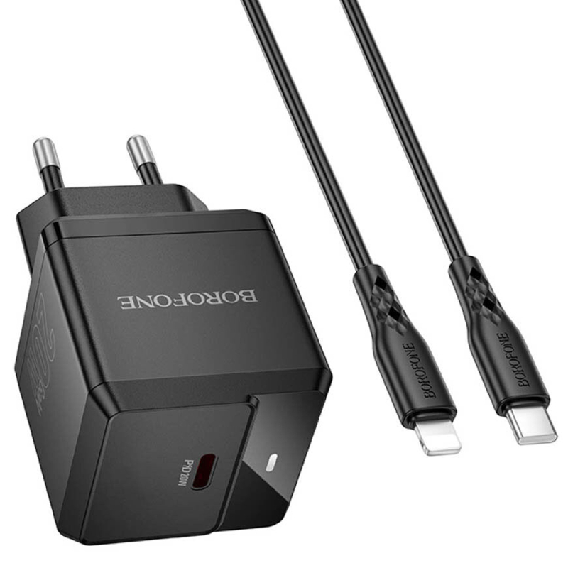 Мережевий зарядний пристрій Borofone BN18 Intenso PD20W (1USB-C) + кабель Type-C to Lightning