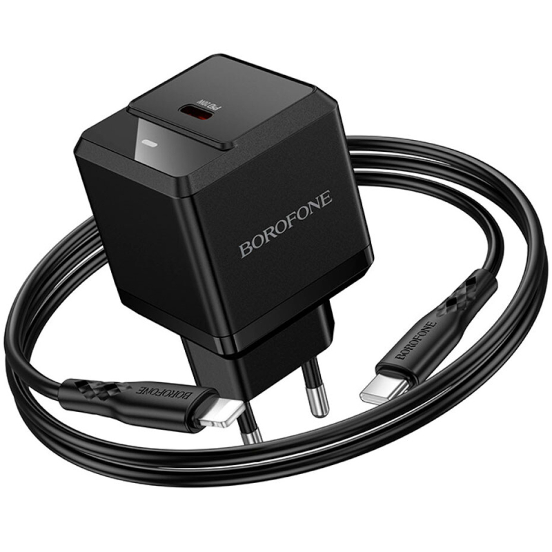 Мережевий зарядний пристрій Borofone BN18 Intenso PD20W (1USB-C) + кабель Type-C to Lightning - Зображення 3