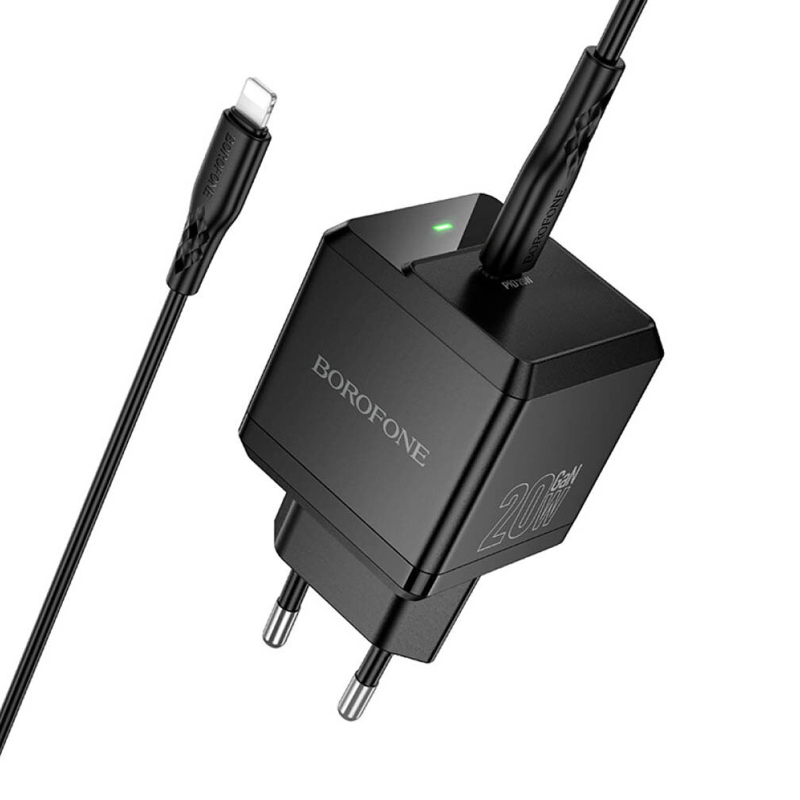 Мережевий зарядний пристрій Borofone BN18 Intenso PD20W (1USB-C) + кабель Type-C to Lightning - Зображення 4
