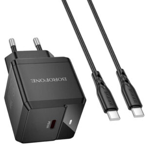 Мережевий зарядний пристрій Borofone BN18 Intenso PD20W (1USB-C) + кабель Type-C to Type-C