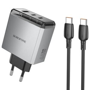 Мережевий зарядний пристрій Borofone BN22 Lena PD65W (1USB-A/2C) + кабель Type-C to Type-C