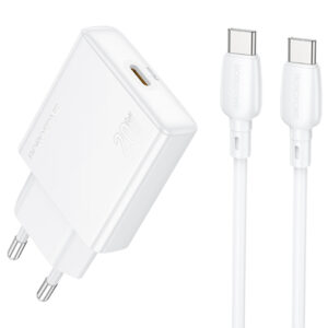 Мережевий зарядний пристрій Borofone BN23 Wish PD20W (1USB-C) + кабель Type-C to Type-C